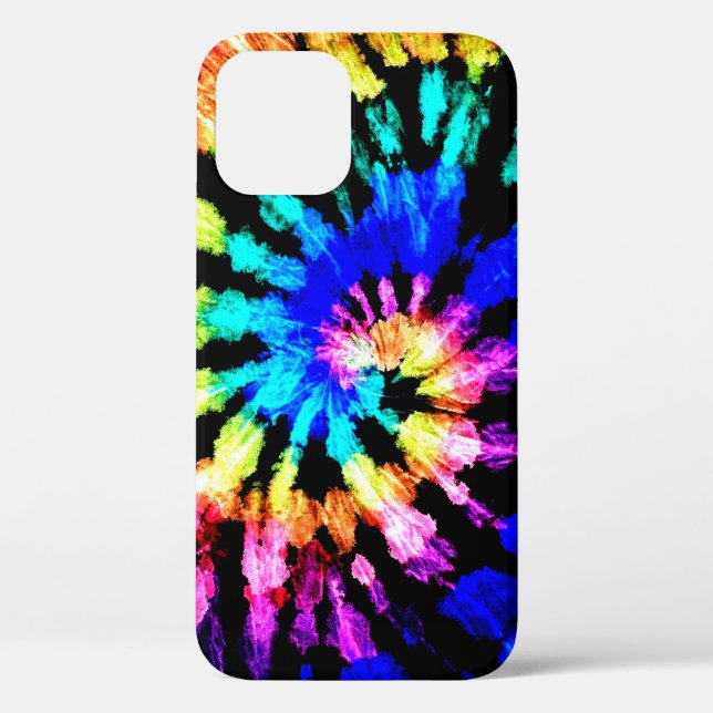 Tie dye pattern. Hand drawn rainbow shibori. Ink t Case-Mate iPhone Case (Back)