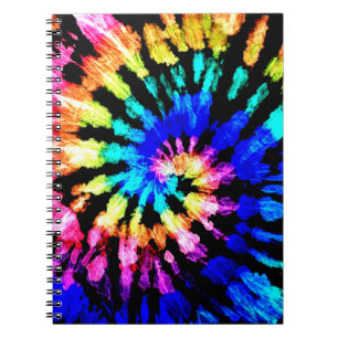 Tie dye pattern. Hand drawn rainbow shibori. Ink t Notebook