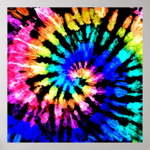 Tie dye pattern. Hand drawn rainbow shibori. Ink t Poster