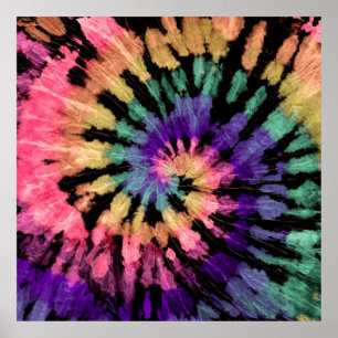 Tie dye pattern. Hand drawn rainbow shibori. Ink t Poster