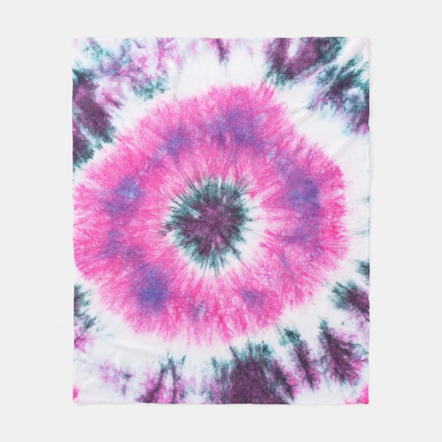 tie dye pattern hand dyed on cotton fabric abstrac fleece blanket (Front)