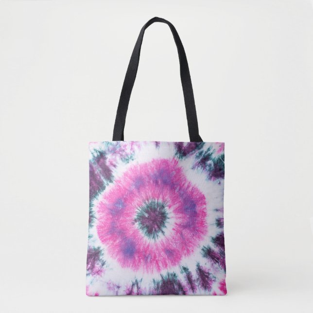 tie dye pattern hand dyed on cotton fabric abstrac tote bag (Front)