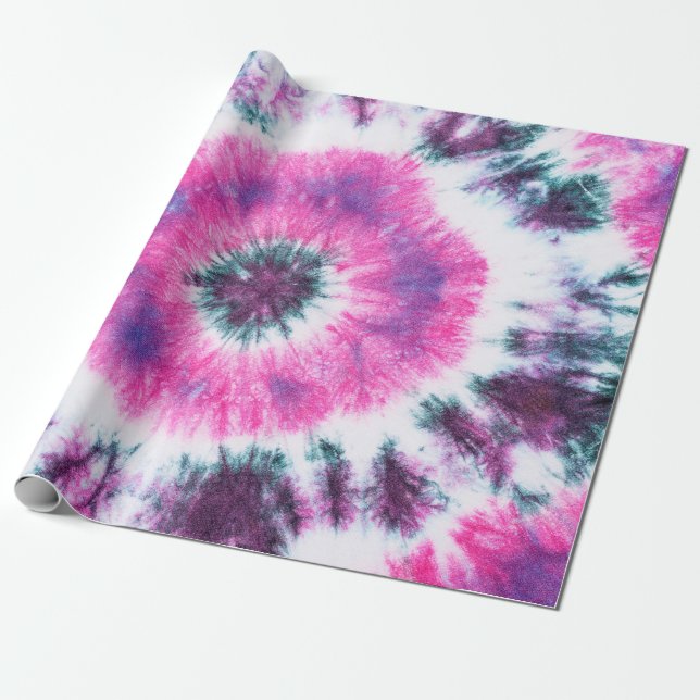 tie dye pattern hand dyed on cotton fabric abstrac wrapping paper (Unrolled)