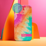 Tie Dye Pattern Hot Pink Orange Teal - custom name<br><div class="desc">A bold, colourful design with grateful shades of hot pink, orange and aqua blue with a fun colour block to add your name or any text. The crazy tie dye pattern has a variety of colours. You can add a name, monogram or other custom text. If you need to move...</div>