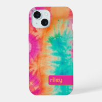 Tie Dye Pattern Hot Pink Orange Teal - custom name