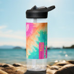 Tie Dye Pattern Hot Pink Orange Teal - custom name Water Bottle<br><div class="desc">A bold, colourful design with grateful shades of hot pink, orange and aqua blue with a fun colour block to add your name or any text. The crazy tie dye pattern has a variety of colours. You can add a name, monogram or other custom text. If you need to move...</div>