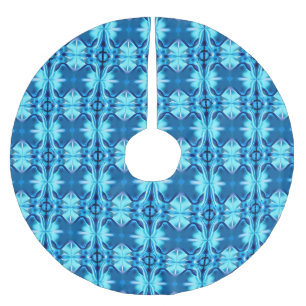 Tie Dye Pattern in Indigo and Ice Blue Brushed Polyester Tree Skirt