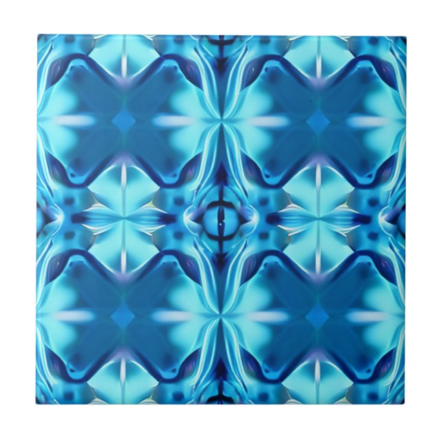 Tie Dye Pattern in Indigo and Ice Blue Tile (Front)