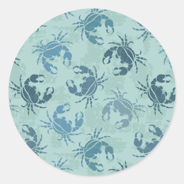 Tie Dye Pattern Of Crabs Classic Round Sticker (Front)