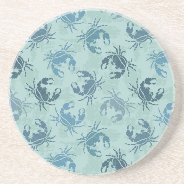 Tie Dye Pattern Of Crabs Coaster (Front)