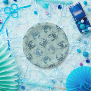 Tie Dye Pattern Of Crabs Paper Plate