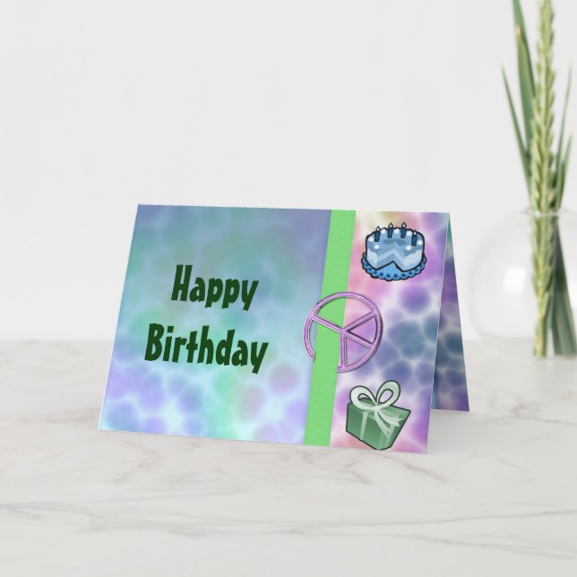 Tie Dye Peace Birthday Card (Front)