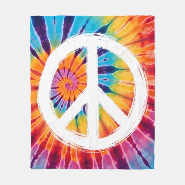  Tie-Dye Peace Fleece Blanket (Front)