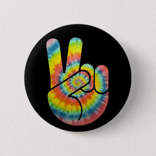 Tie Dye Peace Hand 6 Cm Round Badge
