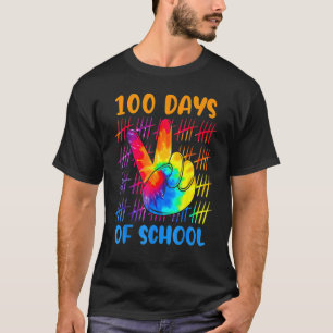 Tie dye peace hand sign 100 days of school 100th d T-Shirt