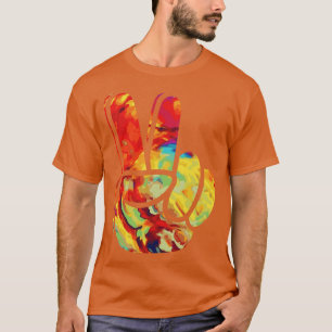 Tie Dye Peace Hand Sign 60s 70s Hippie Cool T-Shirt
