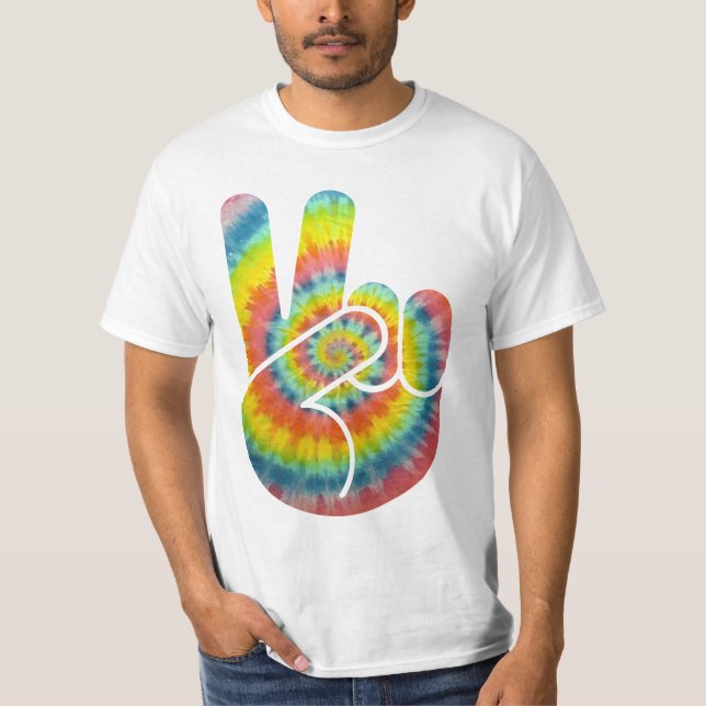 Tie Dye Peace Hand T-Shirt (Front)