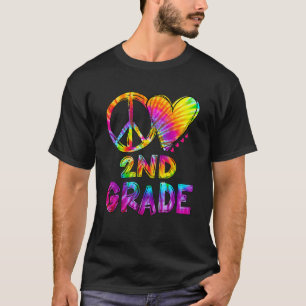 Tie Dye Peace Love 2nd Grade Teacher Student Back T-Shirt