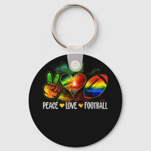 Tie Dye Peace Love Football Football Lover Game Key Ring