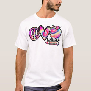 Tie dye Peace Love Kindergarten First Day Of Schoo T-Shirt