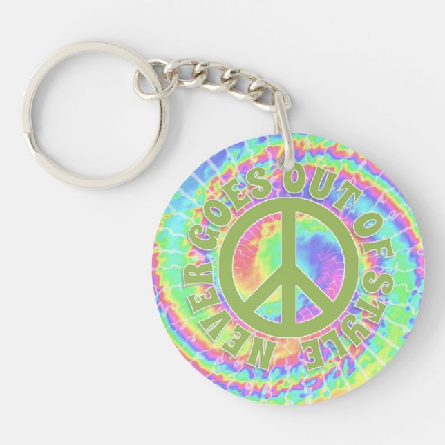 Tie dye Peace never goes out of style on Key Ring (Front)