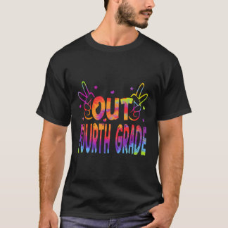 Tie Dye Peace Out Fourth Grade Graduate Senior Hel T-Shirt