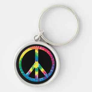 Tie Dye Peace Sign 2 Key Ring