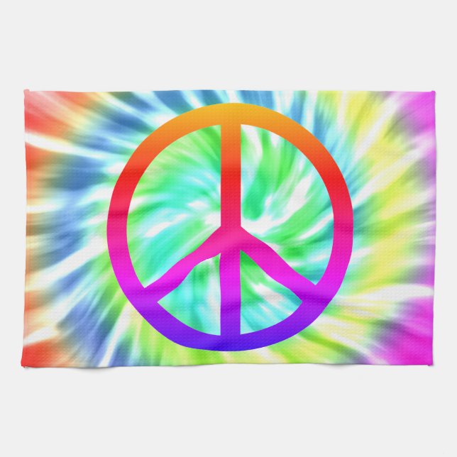 Tie Dye Peace Sign Design Kitchen Towel (Horizontal)