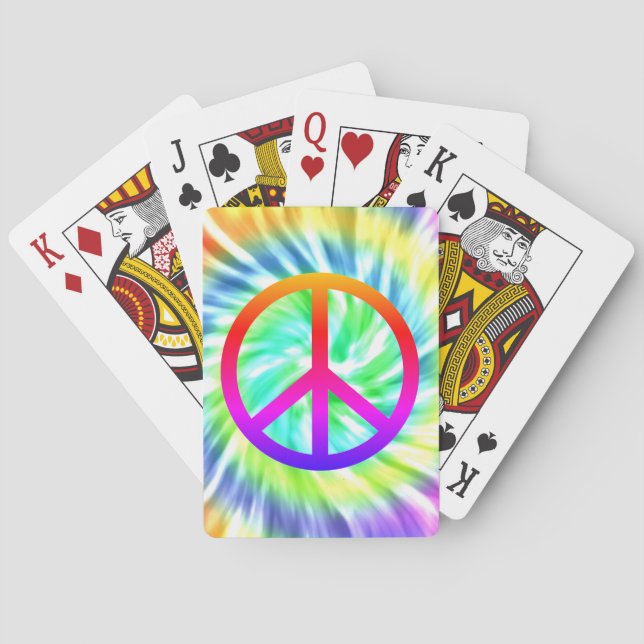 Tie Dye Peace Sign Design Playing Cards (Back)