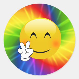 Tie-Dye Peace Sign Emoji Classic Round Sticker