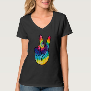 Tie Dye Peace Sign Hand  Hippies V   1 T-Shirt