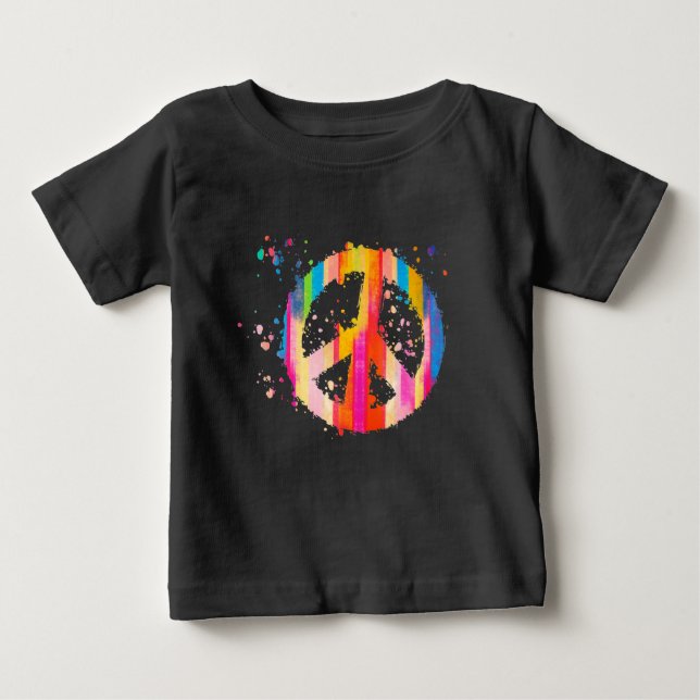 Tie-Dye Peace Sign Hippie Bohemian Festival Symbol Baby T-Shirt (Front)