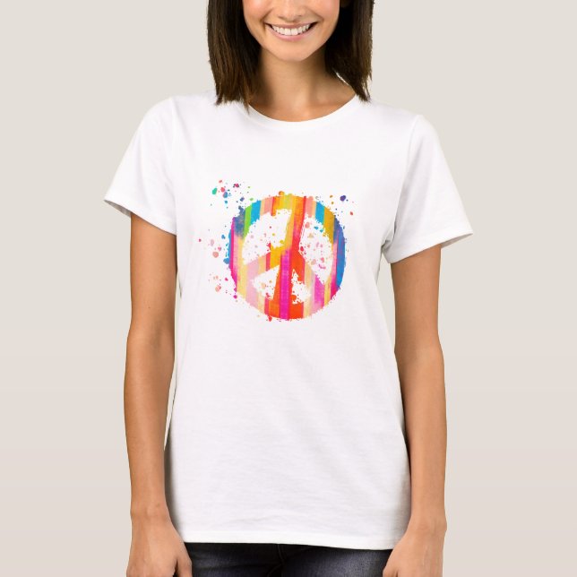 Tie-Dye Peace Sign Hippie Bohemian Festival Symbol T-Shirt (Front)