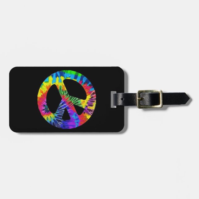 Tie Dye Peace Sign Luggage Tag (Front Horizontal)