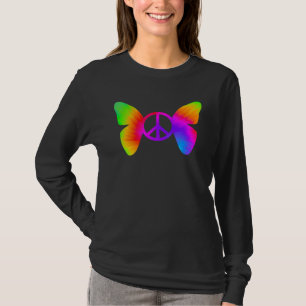 Tie Dye Peace Sign Symbol Butterfly Retro 60s 70s  T-Shirt
