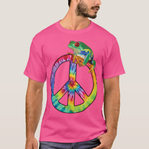 Tie-Dye Peace Sign Tree Frog Cute Funny Colourful T-Shirt