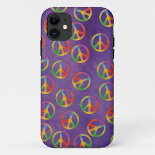 Tie Dye Peace Signs On Purple Case-Mate iPhone Case