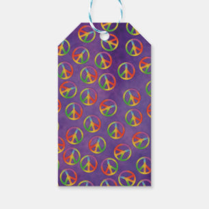 Tie Dye Peace Signs On Purple Gift Tags