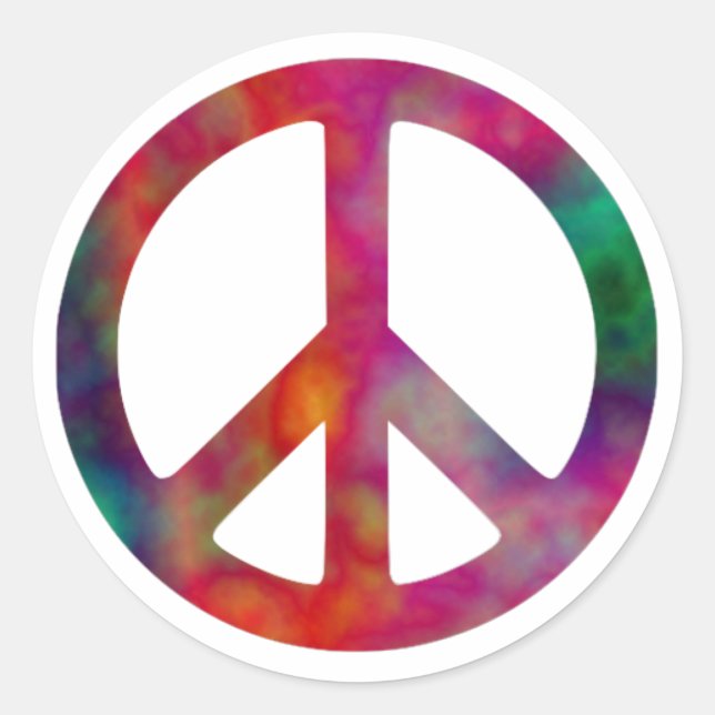 Tie Dye Peace Symbol Classic Round Sticker (Front)