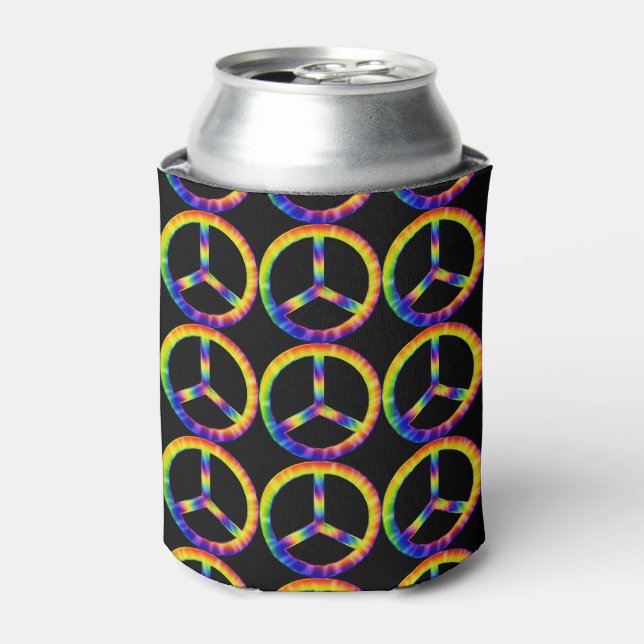 Tie Dye Peace Symbol Cooler (Can Front)