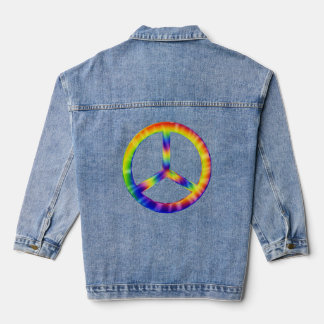 Tie Dye Peace Symbol Denim Jacket