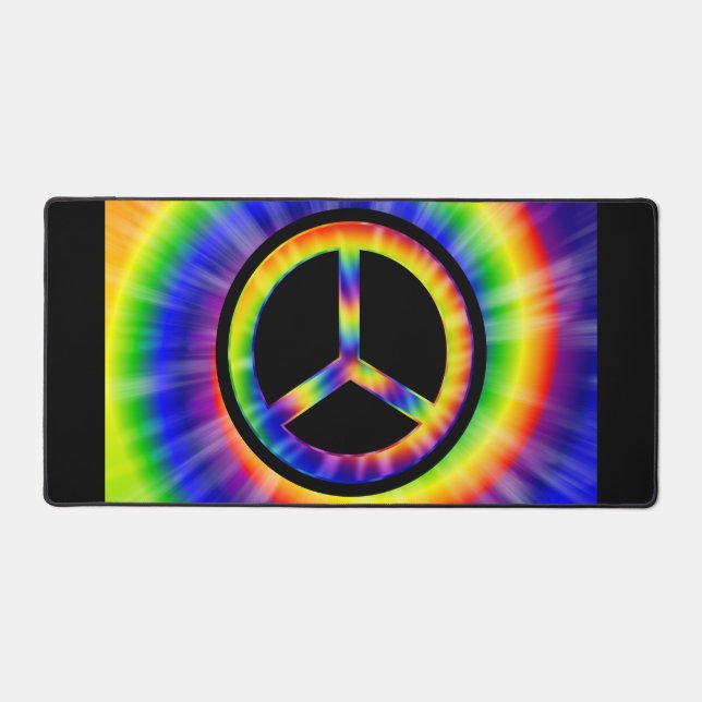 Tie Dye Peace Symbol Desk Mat (Front)