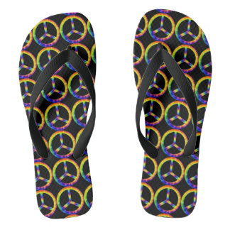 Tie Dye Peace Symbol Flip Flops