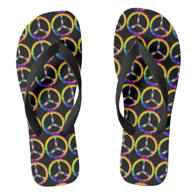 Tie Dye Peace Symbol Flip Flops (Footbed)