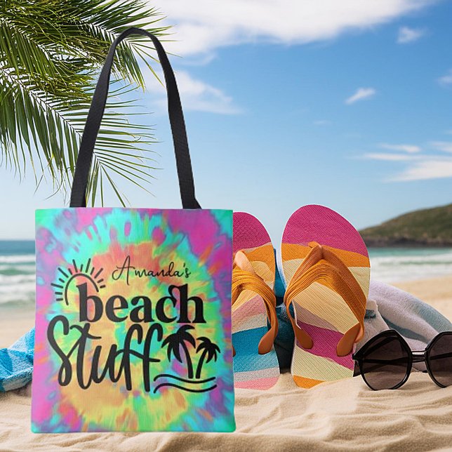 Tie dye personalised beach stuff tote bag (Creator Uploaded)