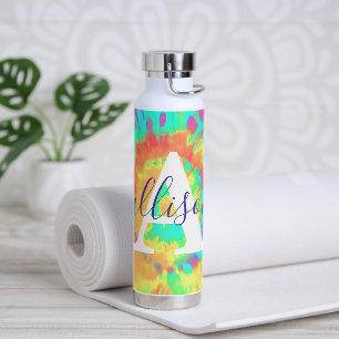 Tie dye personalised  water bottle