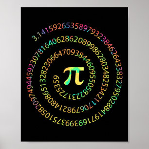 Tie Dye Pi Day 3.14 Spiral Pi Number Math Teacher  Poster