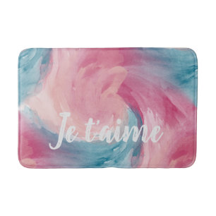 Tie-Dye Pink and Blue Painterly Watercolor in Love Bath Mat