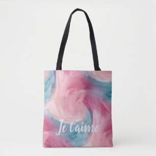 Tie-Dye Pink and Blue Painterly Watercolor in Love Tote Bag