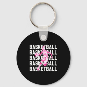 Tie dye pink basketball girl u2013 teen girl baske key ring